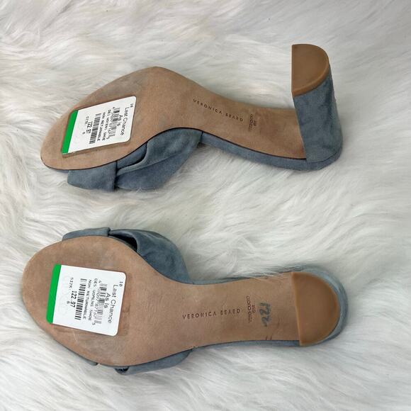 New Women’s Veronica Beard Ganita Knot Blue Suede Slide Sandals Size 6 - Picture 8 of 9